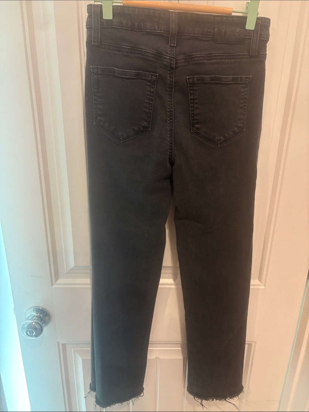 PAIGE Black High Rise Straight Crop Jeans Raw Hem Size 25 - Picture 3 of 4
